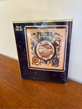 Vintage Pisces zodiac cross stitch kit